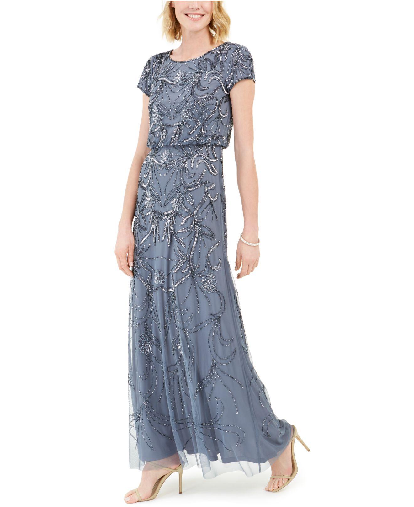 Adrianna Papell Synthetic Beaded Gown in Dusty Blue (Blue) - Save 52% |  Lyst Canada