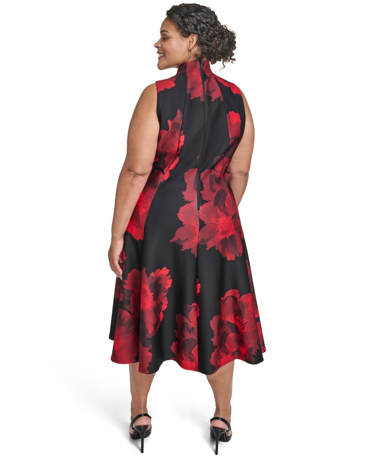 Calvin Klein Printed Fit And Flare Midi Dress in Red | Lyst Calvin Klein Printed Fit And Flare Midi Dress in Red | Lyst