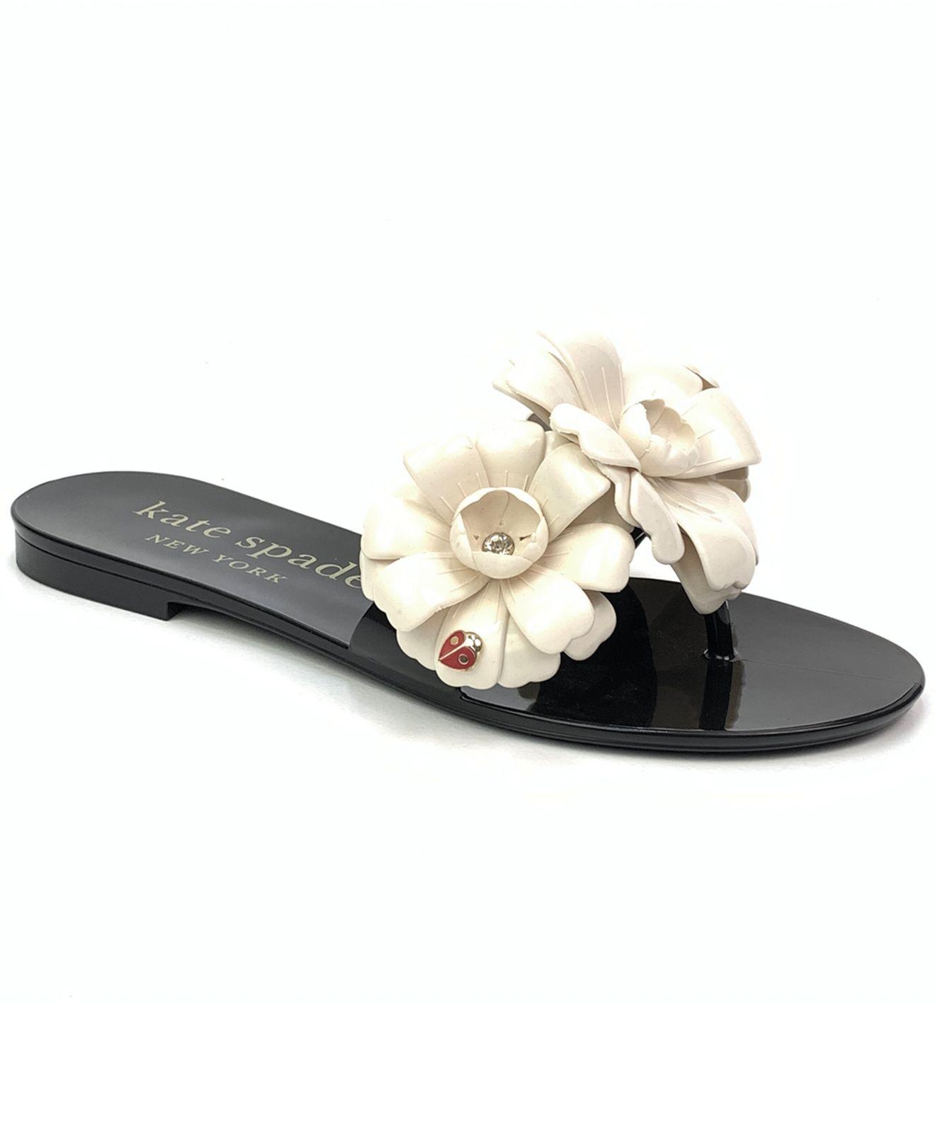 Kate Spade Rubber Jaylee Slide Sandals in Black / French Cream 