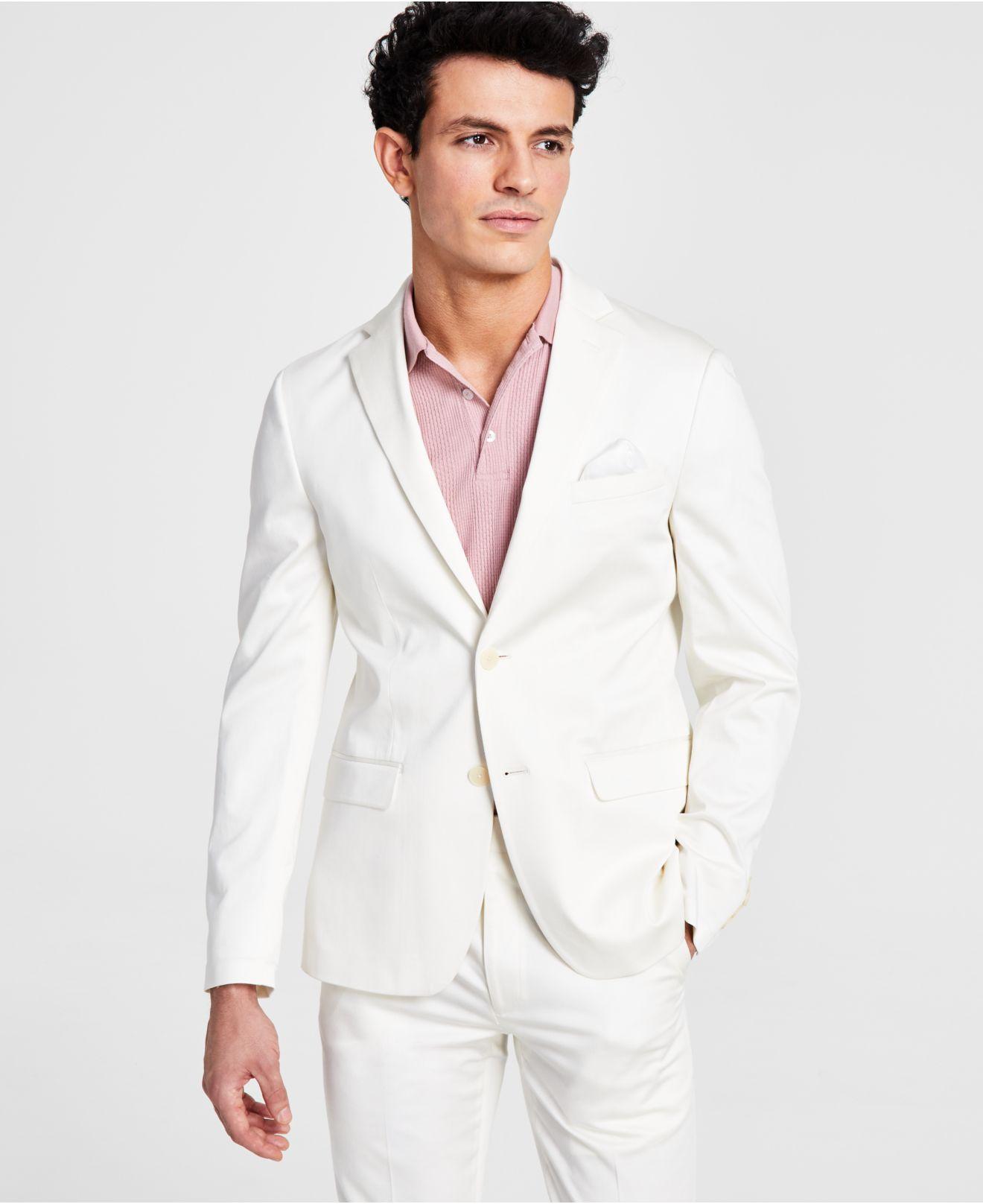 Calvin Klein Slim-fit Cotton Suit Jacket in White for Men | Lyst