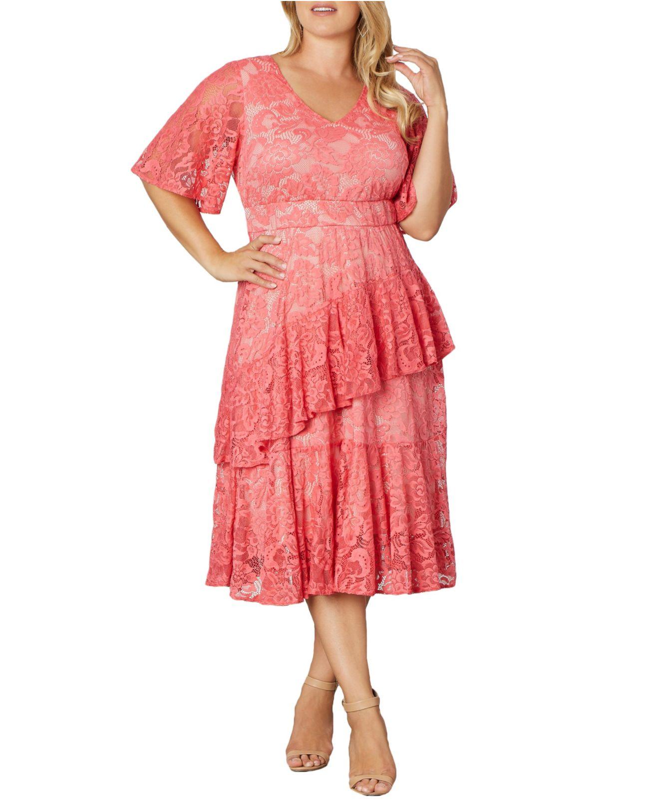 Kiyonna Plus Size Lace Affair Tiered Cocktail Dress Lyst