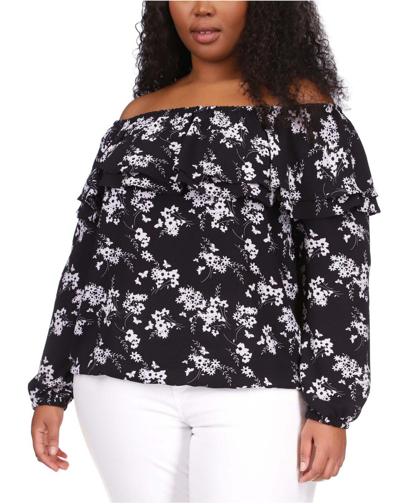 Michael Kors Michael Plus Size Ruffled Off-the-shoulder Top in Black | Lyst  Canada