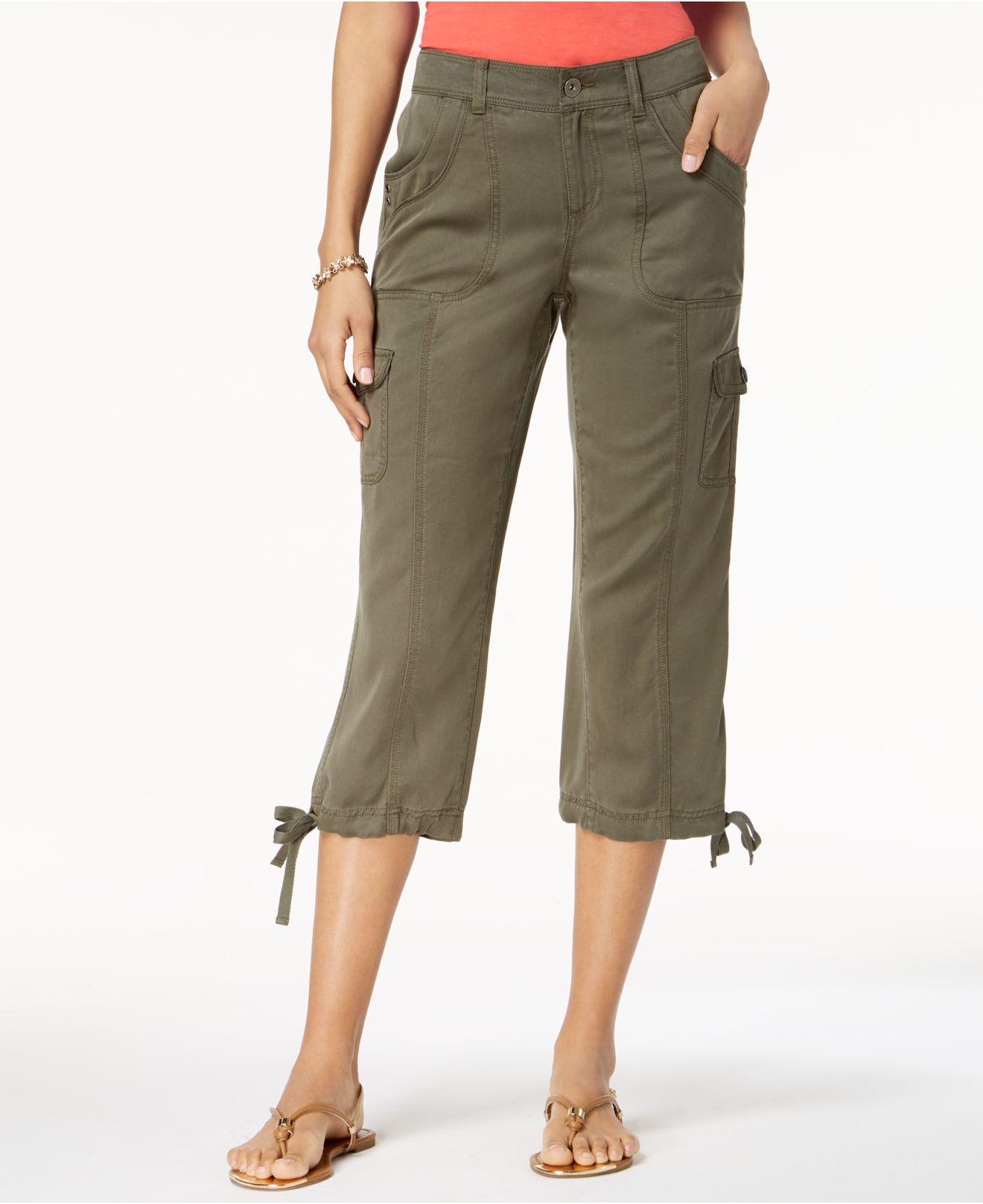 Style & Co. Petite Tie-hem Cargo Capri Pants, Created For Macy's in Green