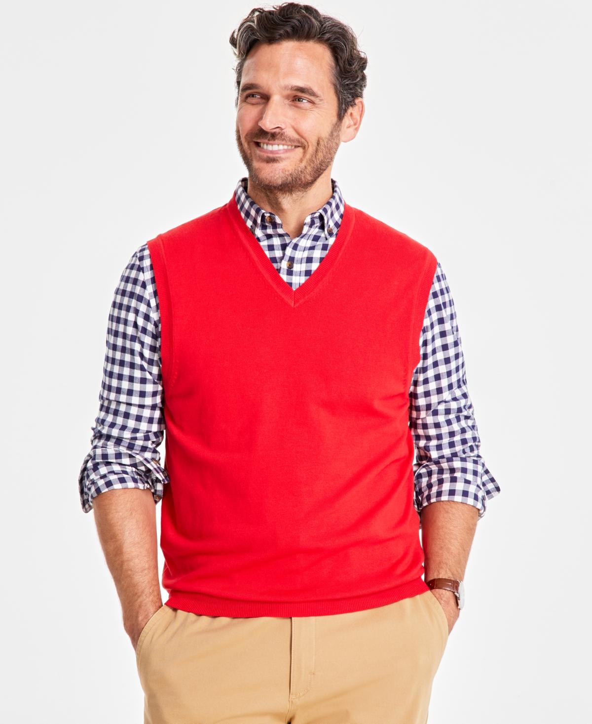 Club Room Solid V neck Sweater Vest in Red for Men Lyst