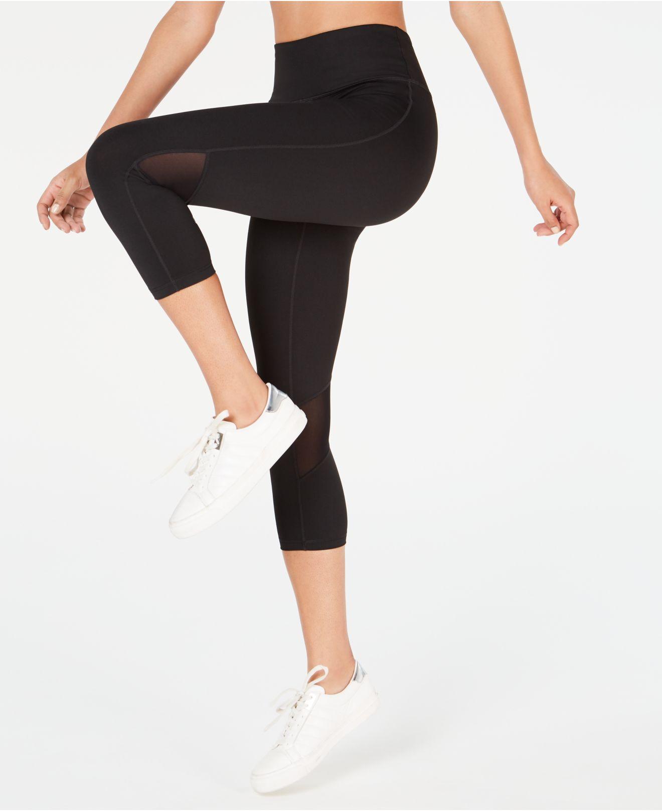 Calvin Klein Synthetic Performance Cropped Mesh-inset Leggings in Black - Lyst