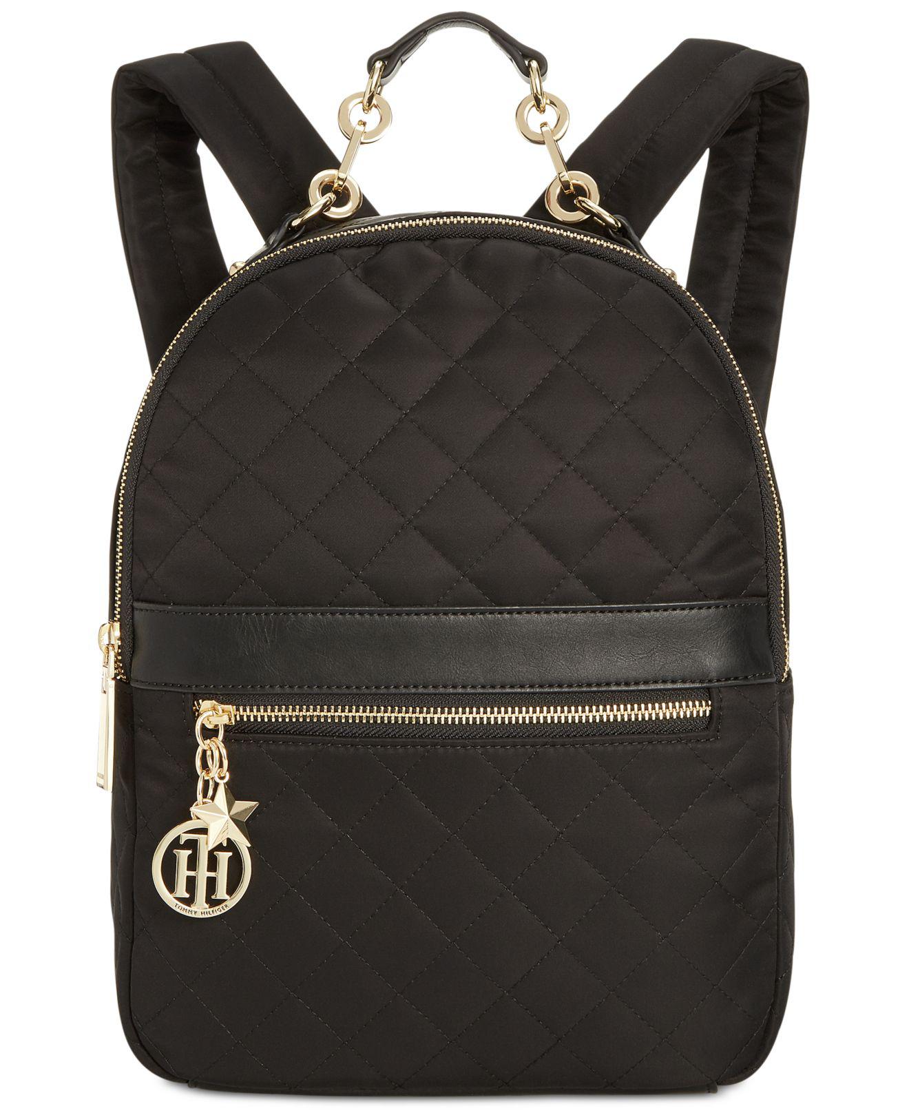 Tommy Hilfiger Synthetic Charm Quilted Backpack in Black/Gold (Black