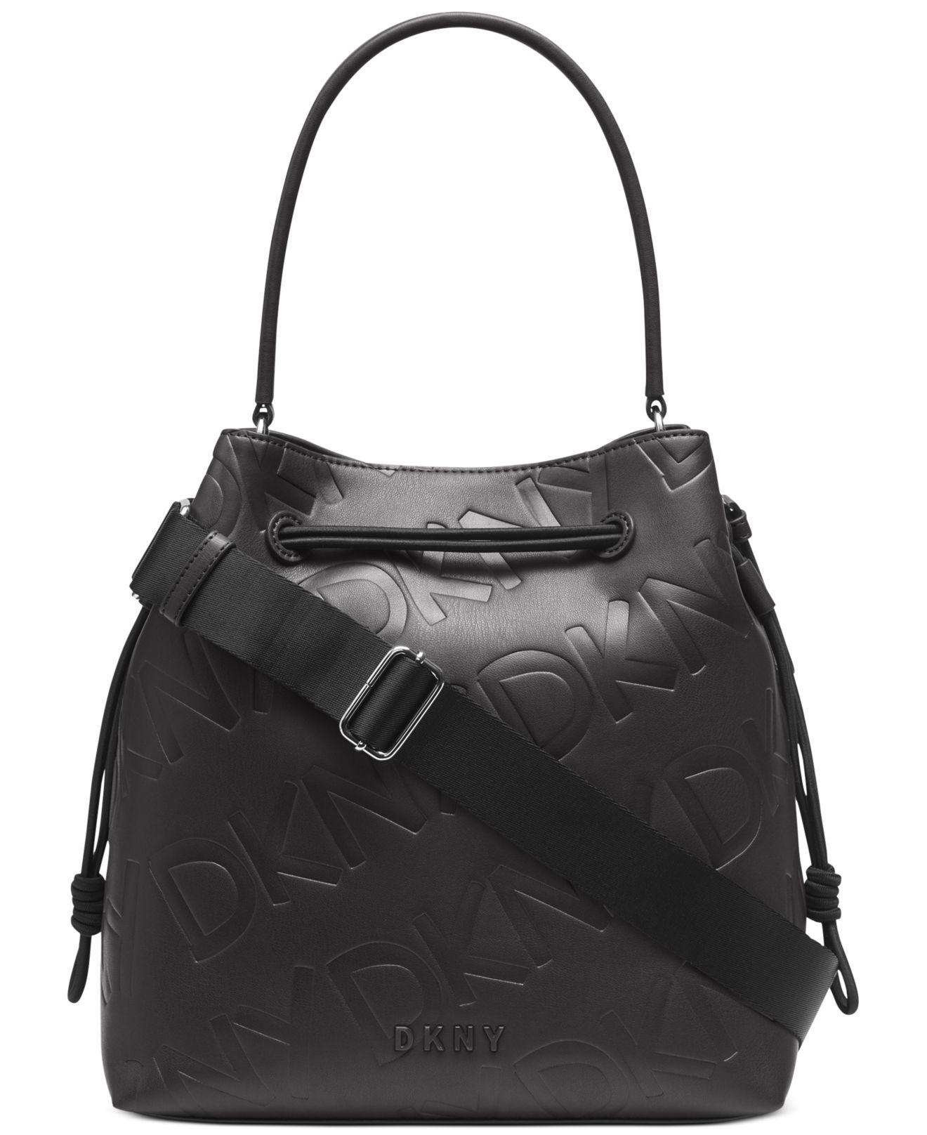 DKNY Jude Drawstring Bucket Bag in Black/Silver (Black) Lyst