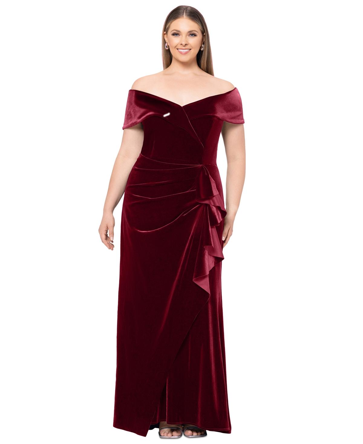 One Shoulder Chiffon Gown with Pleated Top Regency Plus Size