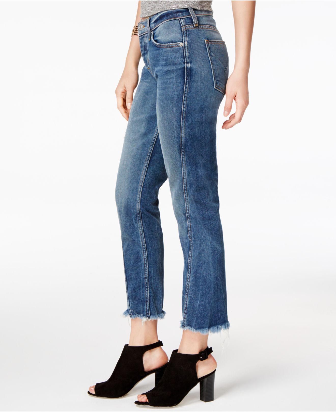 cut off straight leg jeans