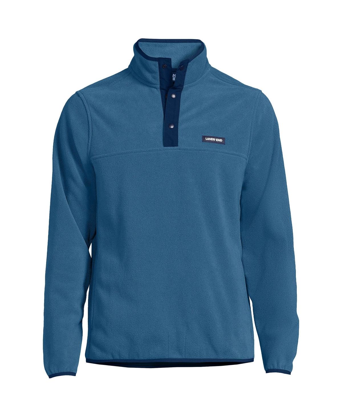 Lands End Heritage Fleece Snap Neck Pullover Jacket in Blue for