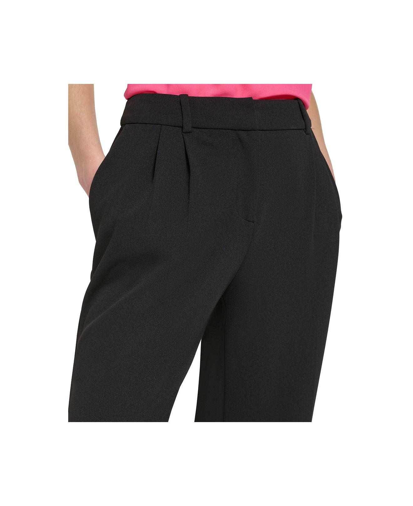 Calvin Klein Pleated Scuba Crepe Wide-leg Pants in Black | Lyst