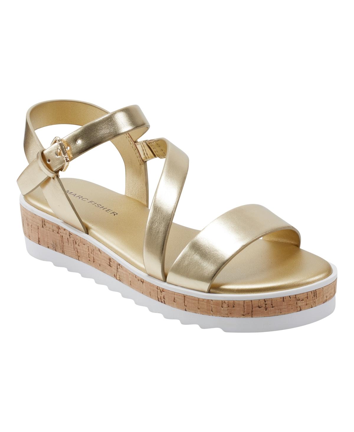 Marc Fisher Grandie Treaded Flatform Wedge Sandals in Metallic Lyst