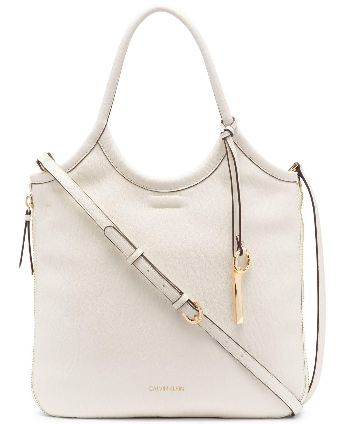 Calvin Klein Gabrianna Expandable Tote in White | Lyst