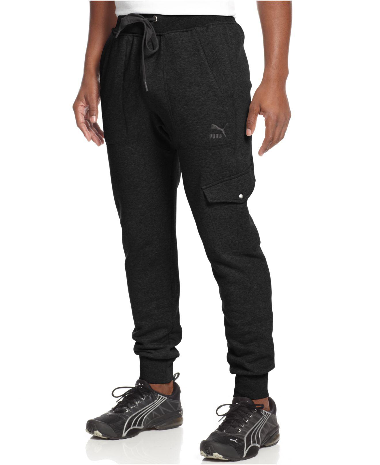 PUMA Cotton Knit Cargo Jogger Pants in Black for Men - Lyst
