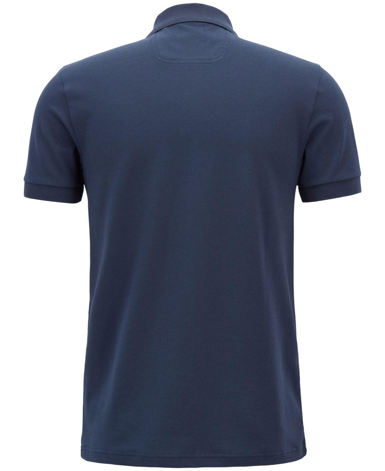 Hugo Boss Style Mens Short Sleeve Striped Custom Fit Polo Shirt Blue Anchor