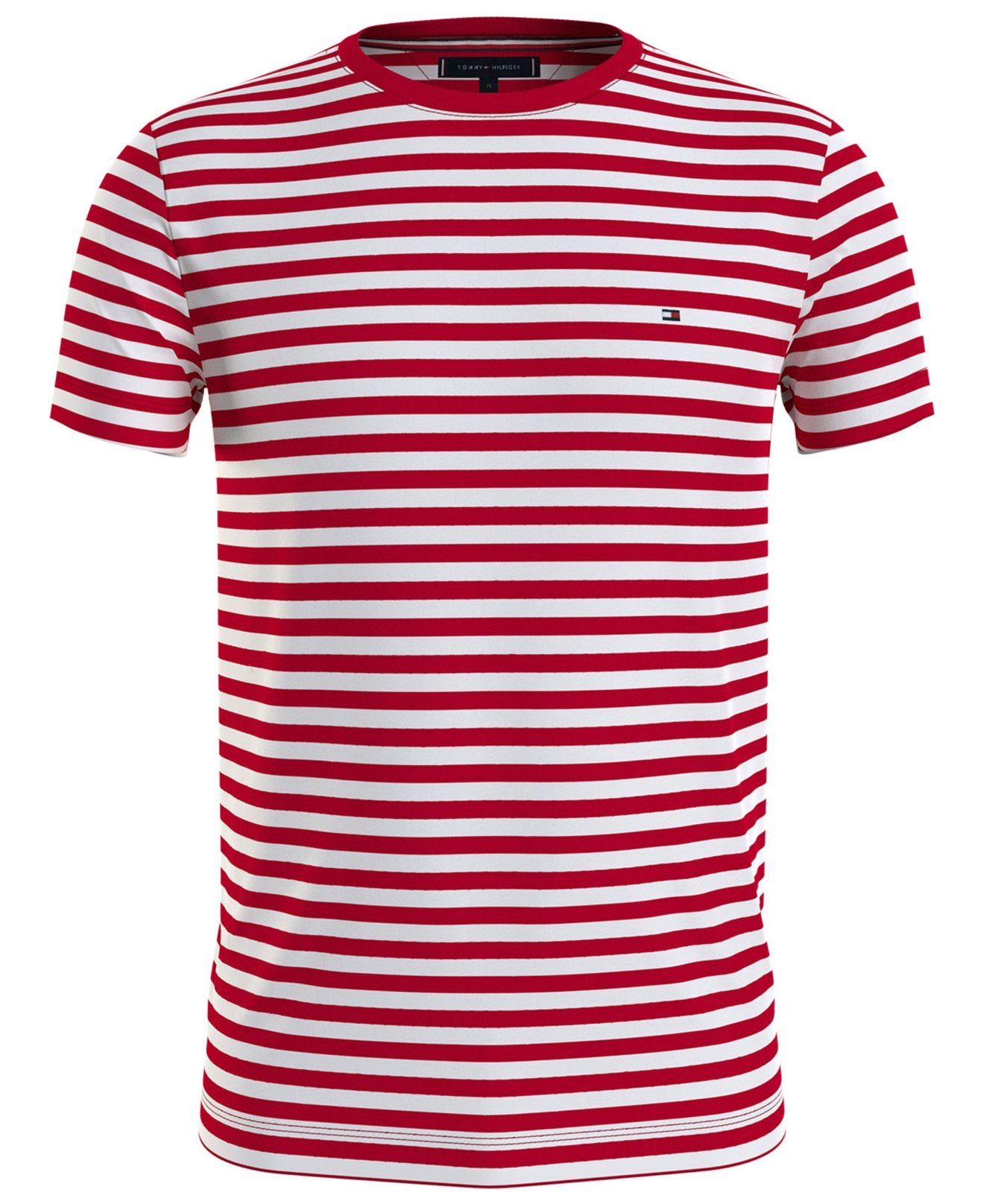 Tommy Hilfiger Th Flex Slim-fit Striped T-shirt in Red for Men | Lyst