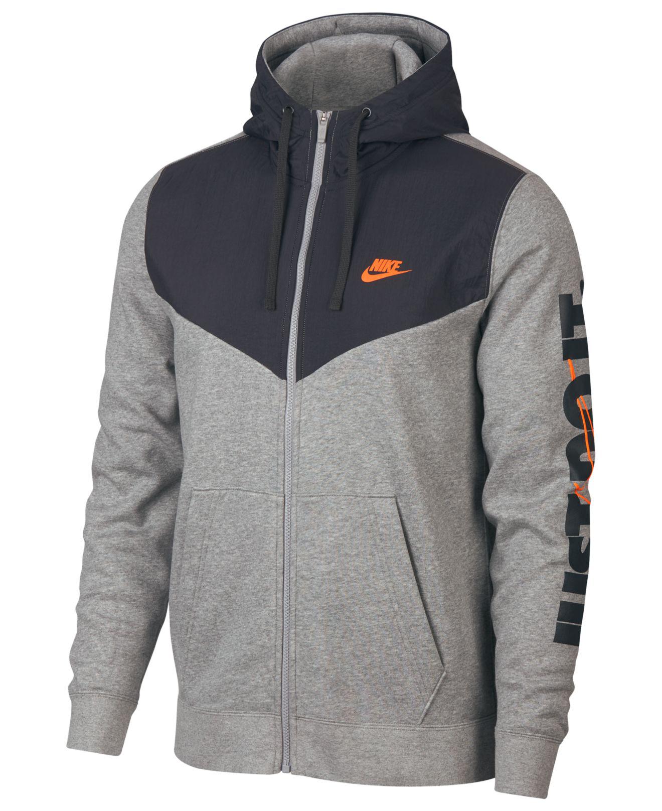 Nike Sportswear Just Do It Fleece Zip Hoodie in Grey (Gray) for Men - Lyst