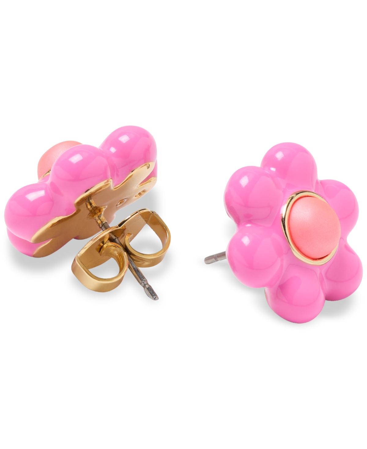 kate spade Gold-Trim Pink Flower Stud Earrings KATE SPADE Pink & Gold Flower Stud Earrings | eBay main image 3