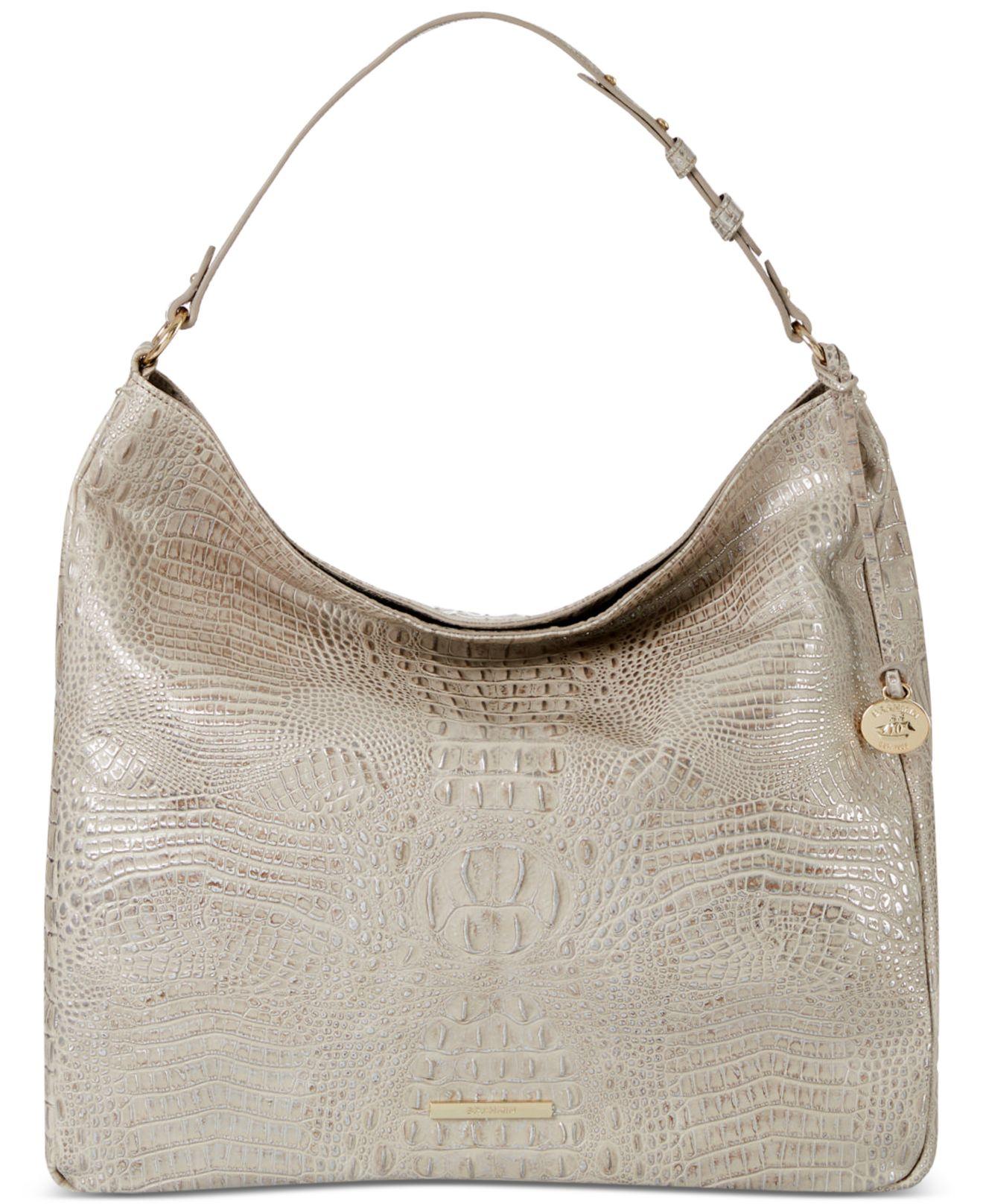 Brahmin Isabella Oyster Melbourne Medium Leather Shoulder Bag in Gray