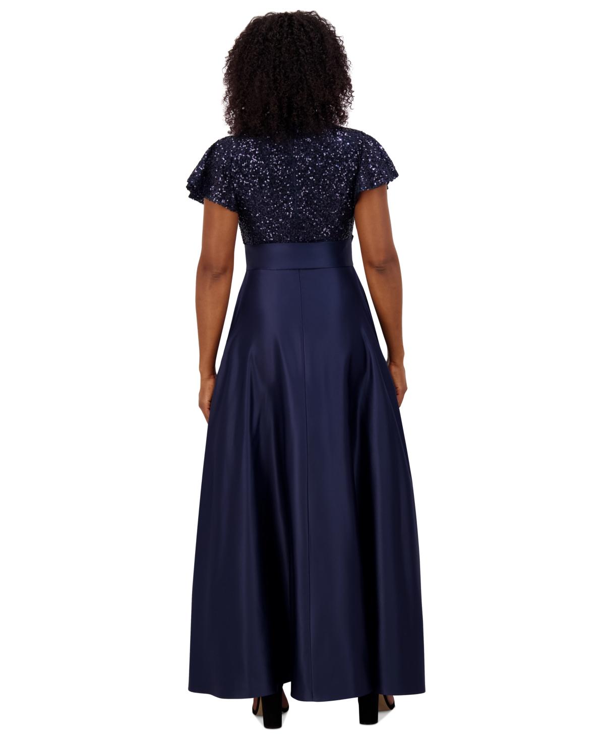 Jessica Howard Sequinned-bodice Satin-skirt Ball Gown in Blue Lyst