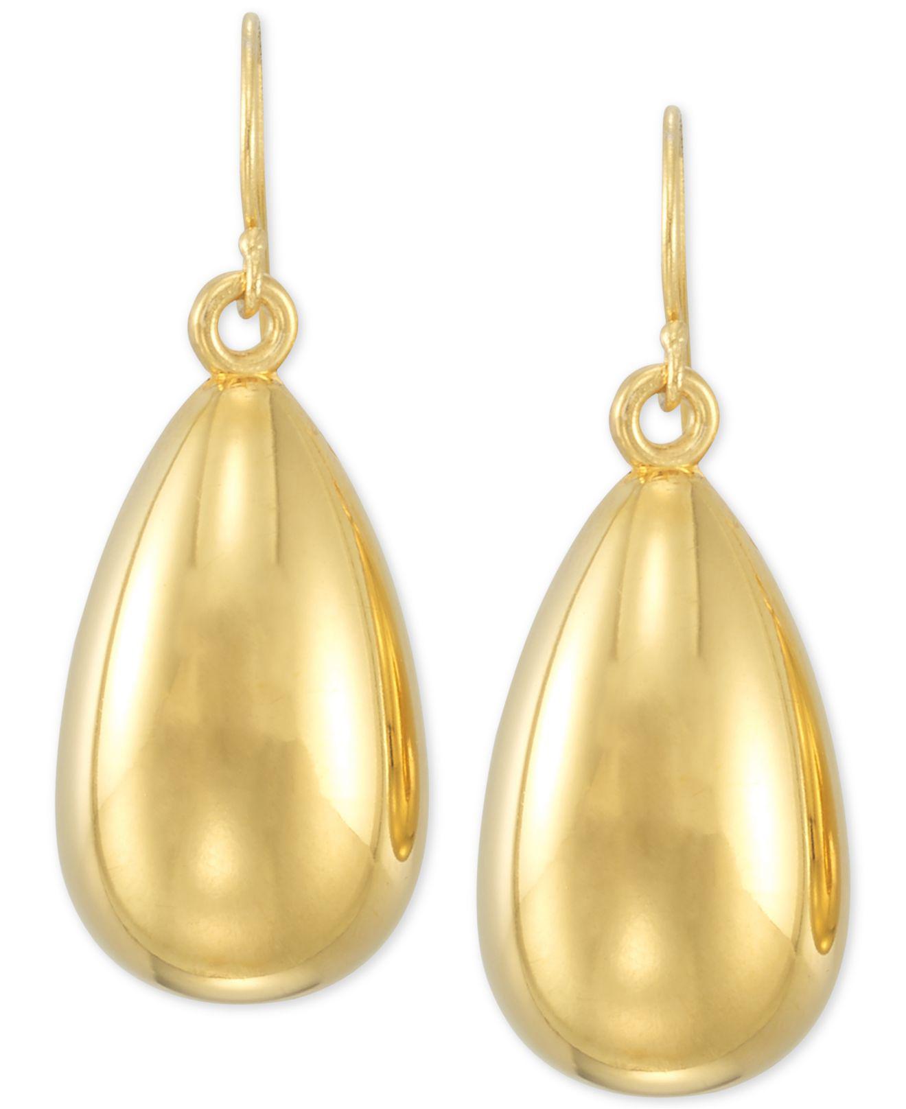 Signature Gold Tm Teardrop Drop Earrings In 14k Gold Over
