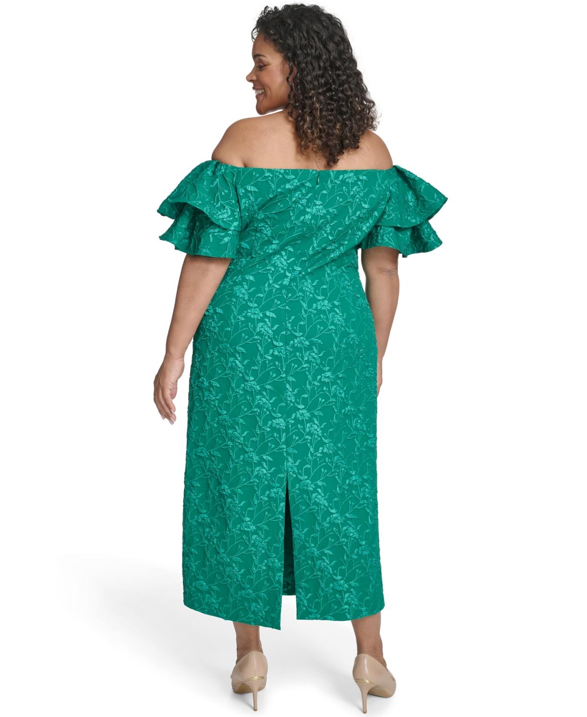 eliza j off the shoulder fit and flare dress Eliza J Off-the-Shoulder Evening Dress EJ2M0055 main image 1