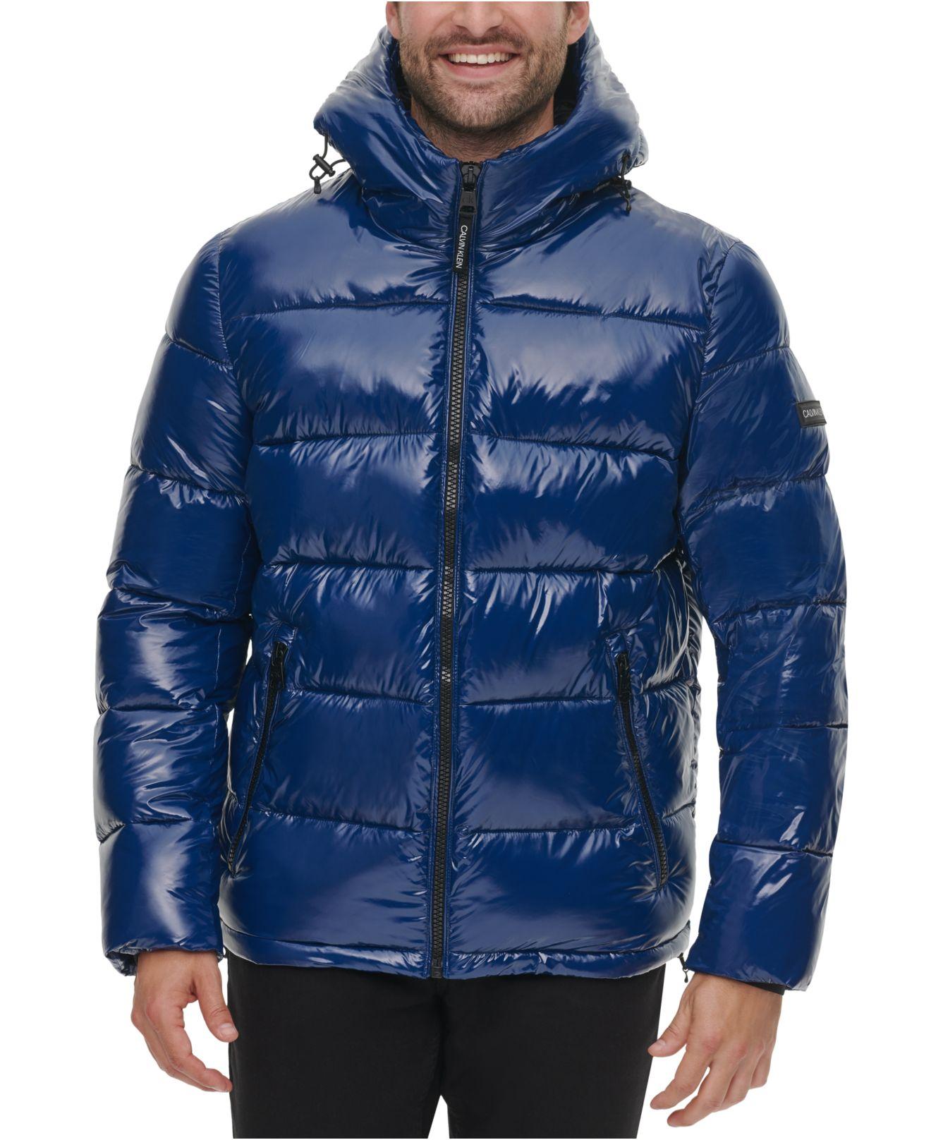 Calvin Klein Synthetic High Shine Puffer Jacket in Blue for Men - Lyst