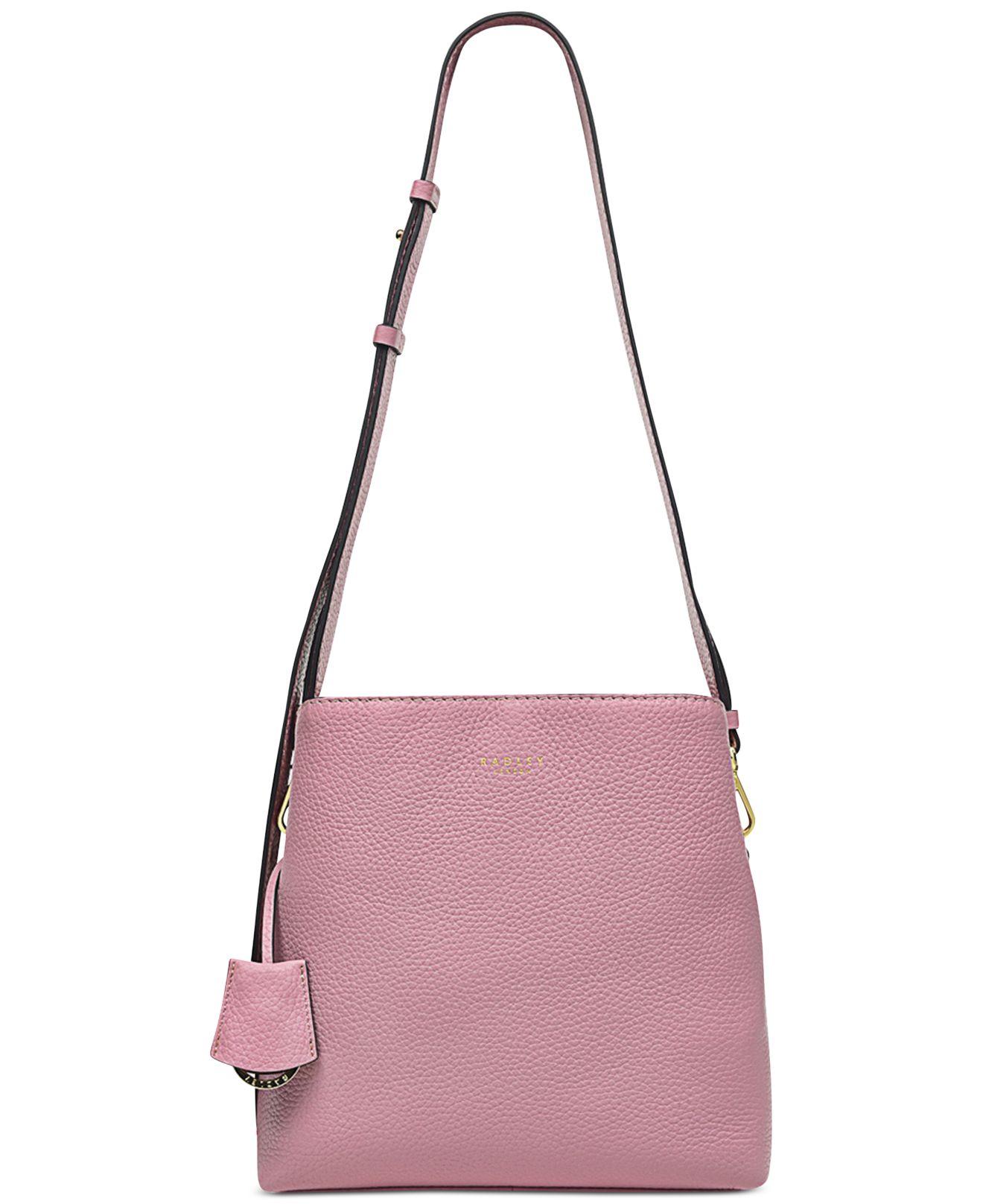 Radley Dukes Place Medium Pebble Leather Compartment Crossbody in Pink