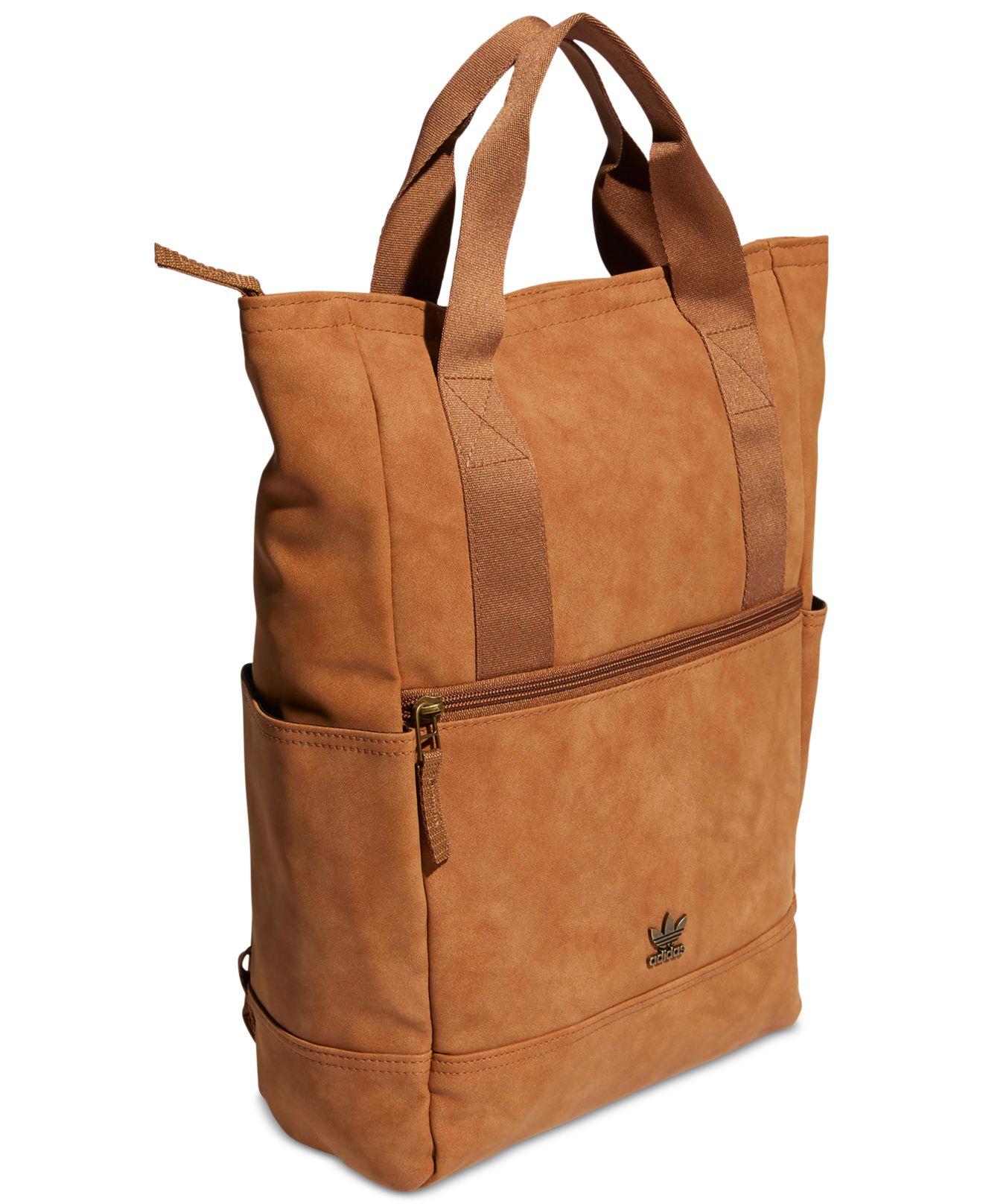 adidas Originals Tote 3 Faux-suede Backpack in Brown - Lyst