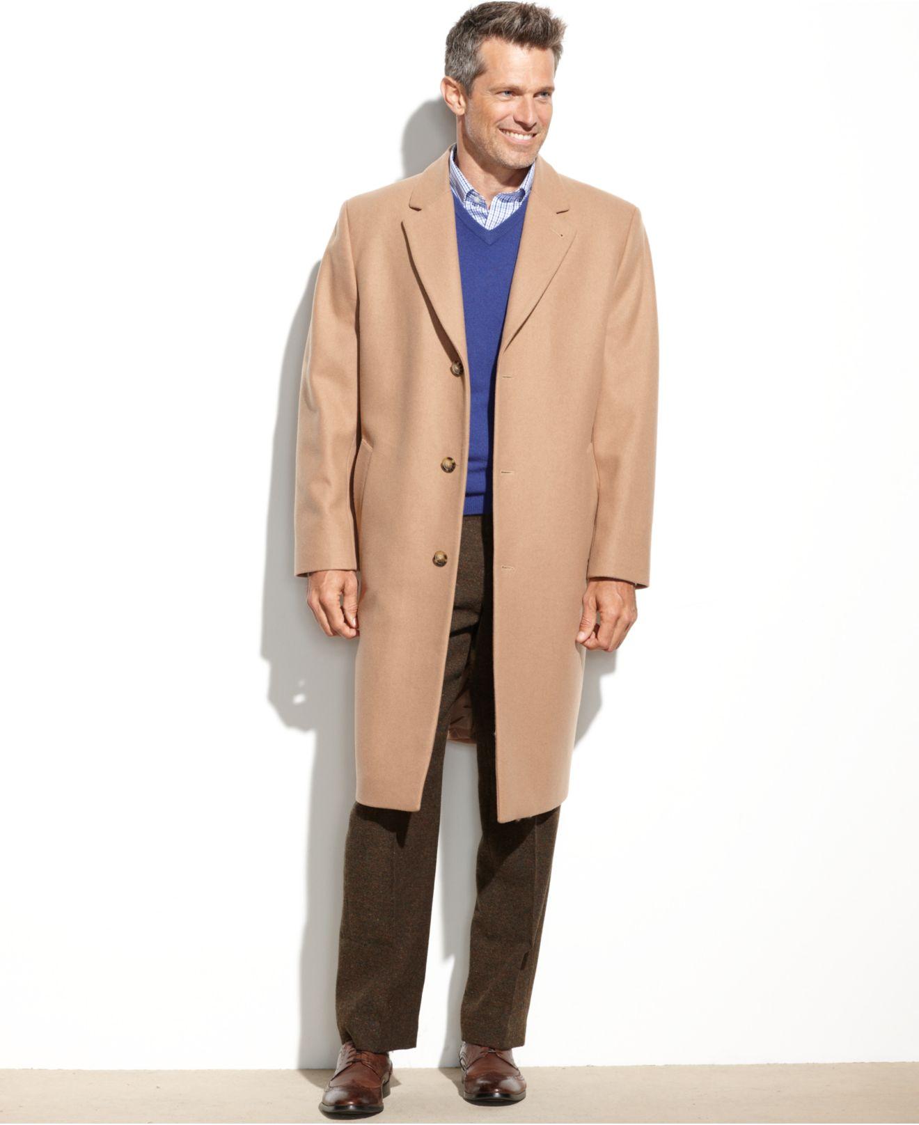 London Fog Big And Tall Signature Wool-blend Overcoat in Camel 