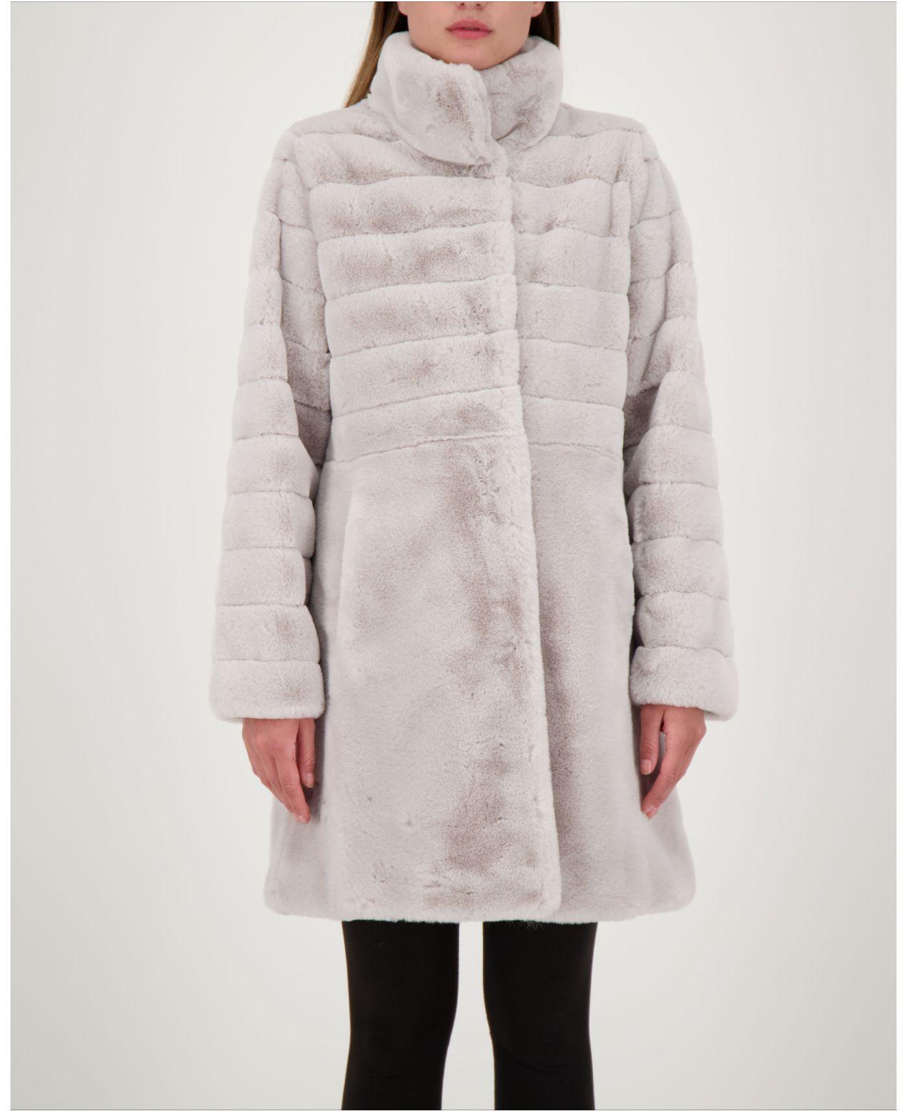 Jones New York Petite Fauxfur Coat in Gray Lyst