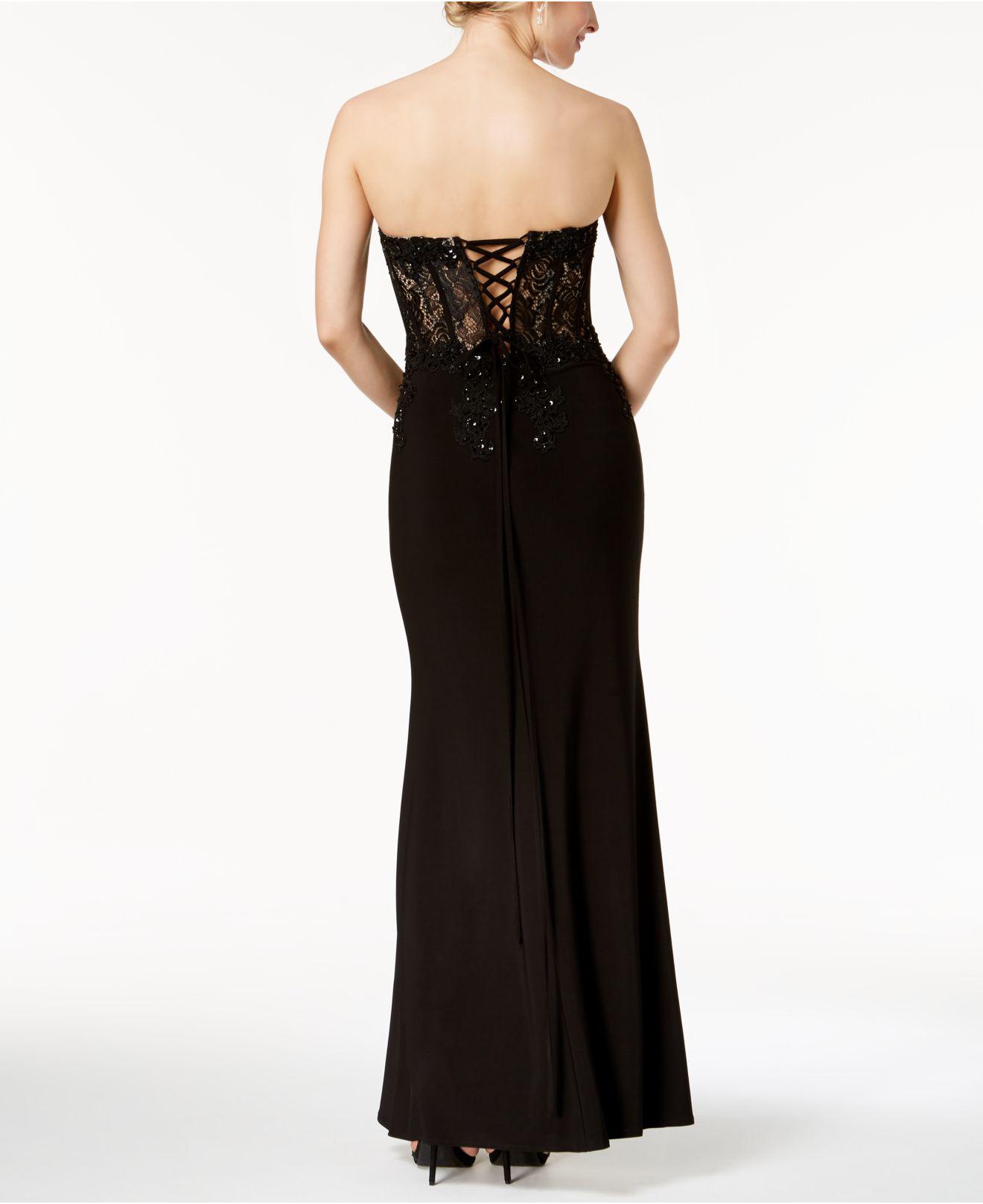 betsy and adam embellished embroidered gown