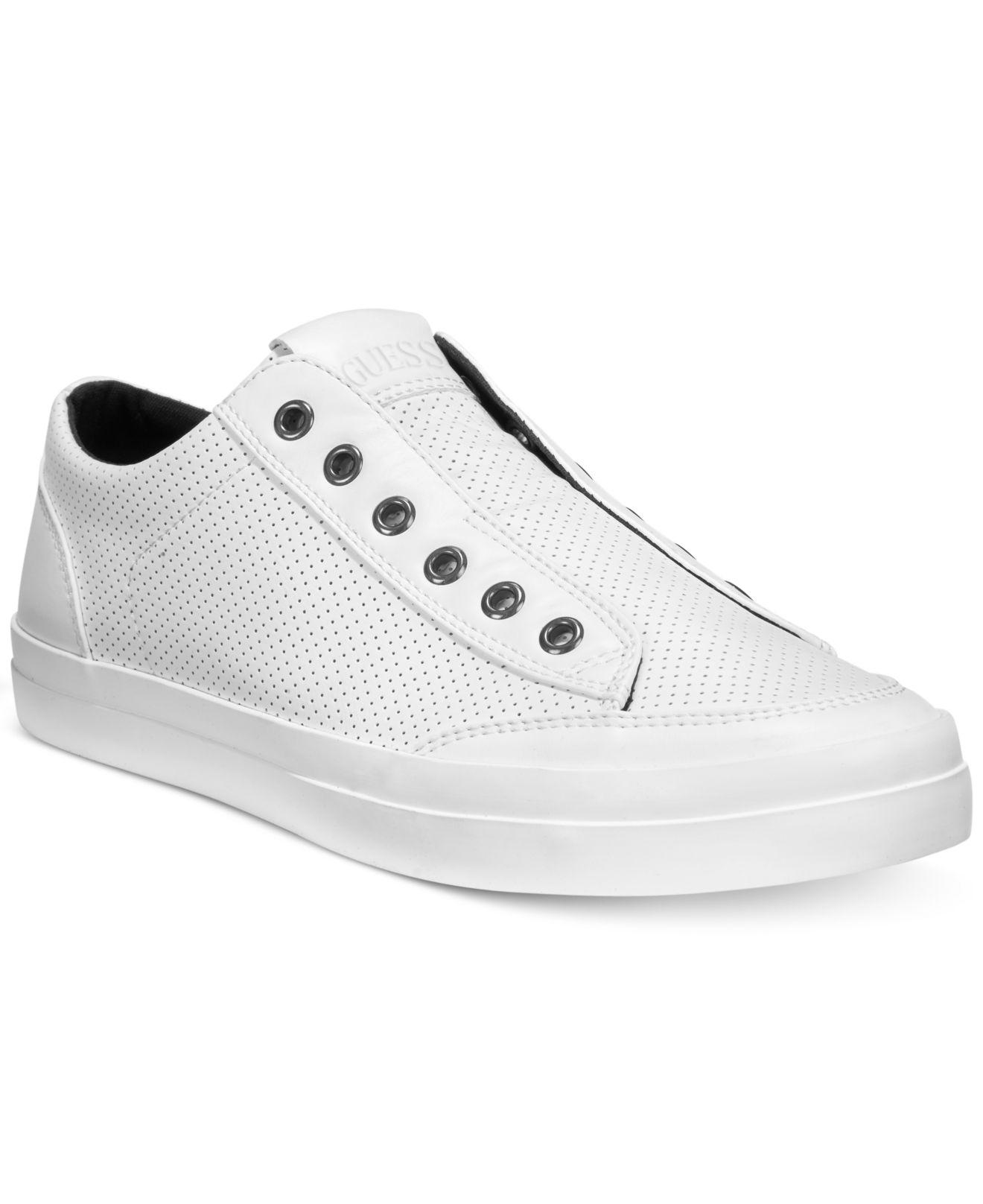Guess Men's Mitt Perforated Slip-on Sneakers in White for Men | Lyst
