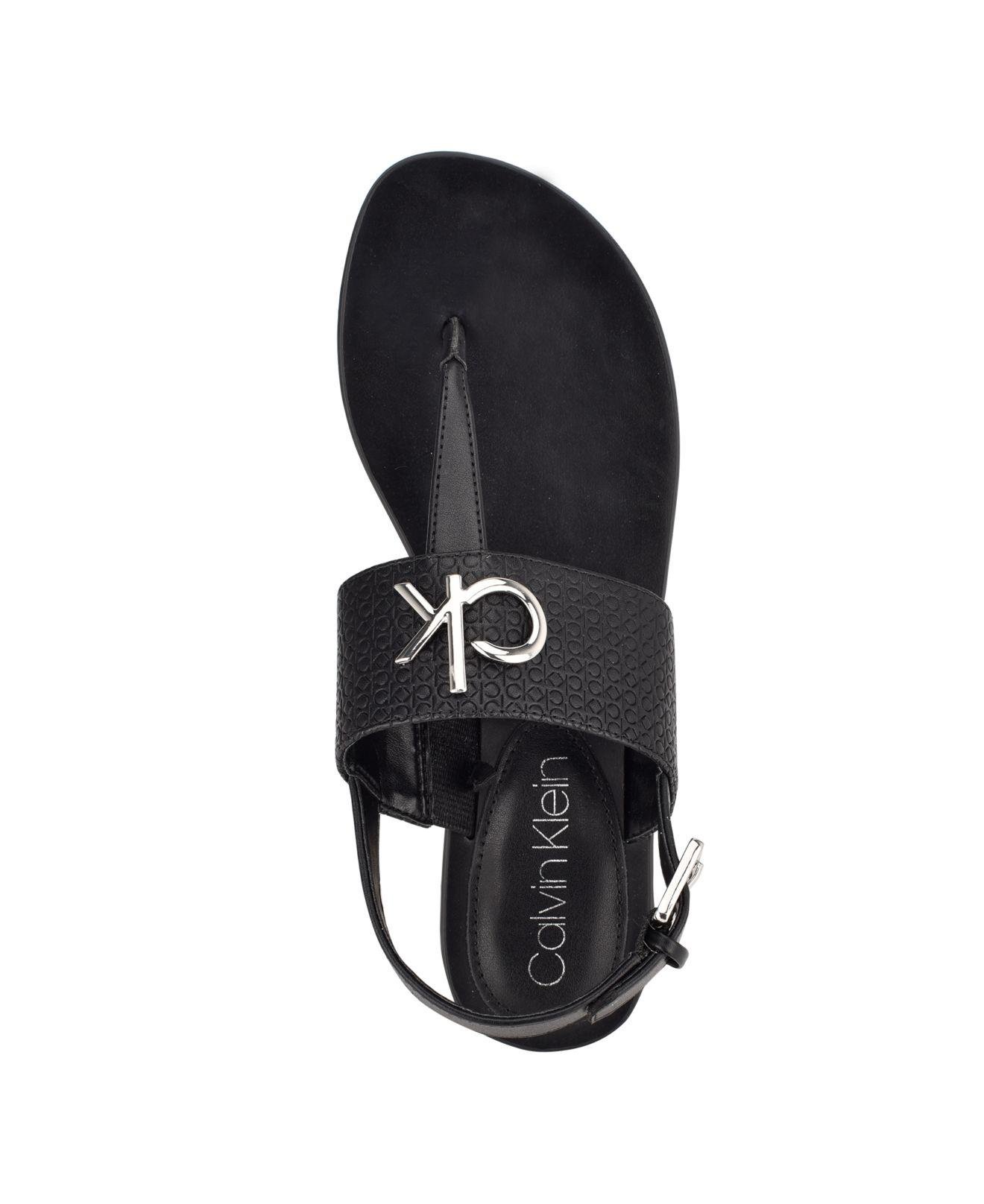Calvin Klein Brook Logo Thong Flat Sandals in Black | Lyst