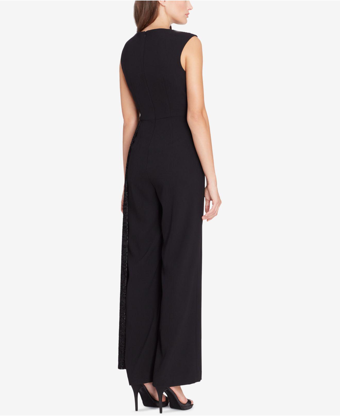 tahari metallic jumpsuit