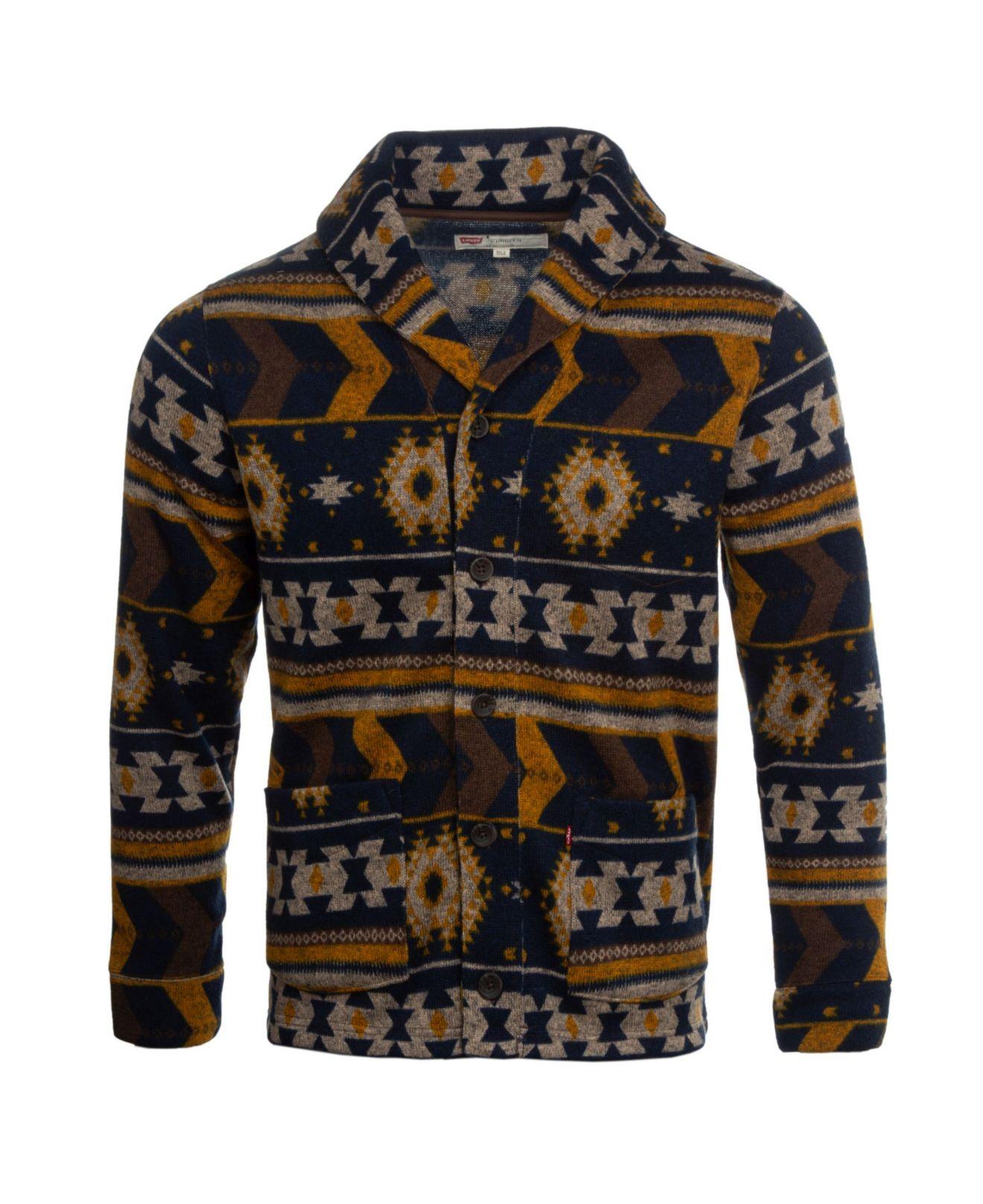 mens printed fleece pullover