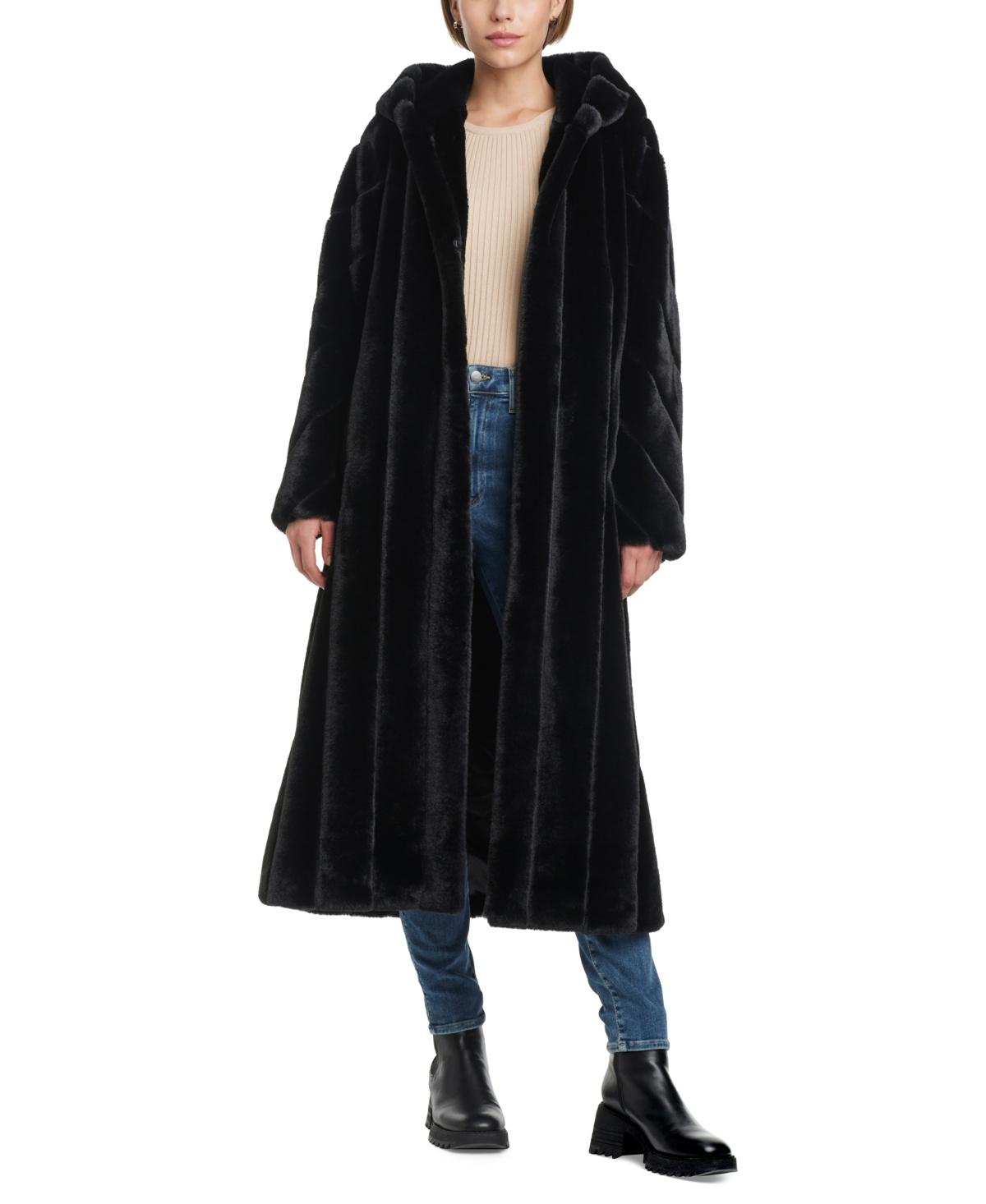 Jones New York Hooded Faux fur Maxi Coat in Black Lyst