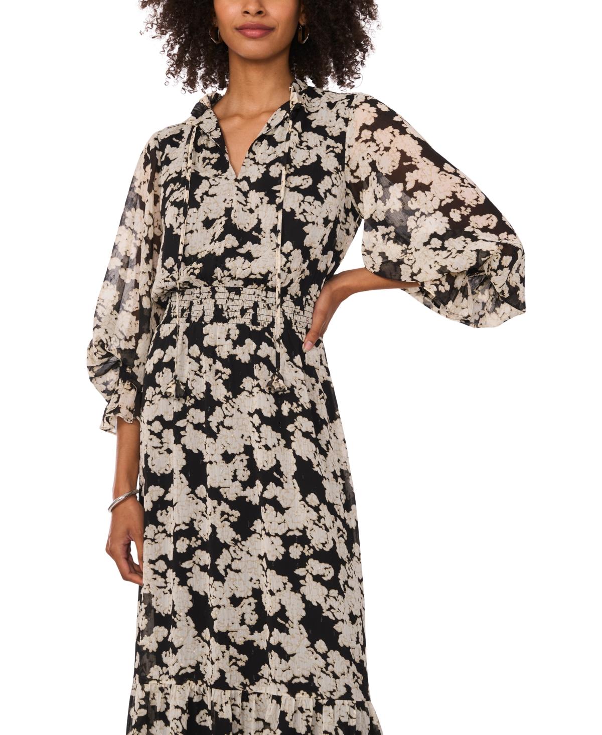 Vince Camuto Floral-print Smocked-cuff Maxi Dress Lyst