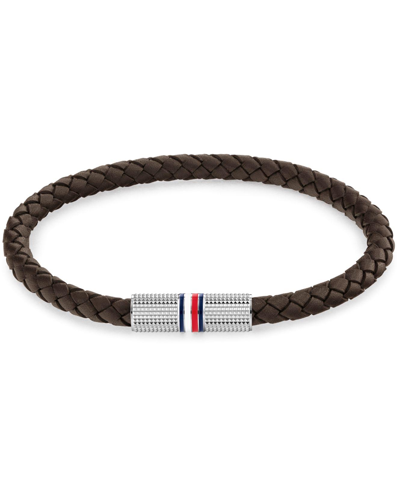 Tommy Hilfiger Leather Braided Bracelet in Brown for Men | Lyst