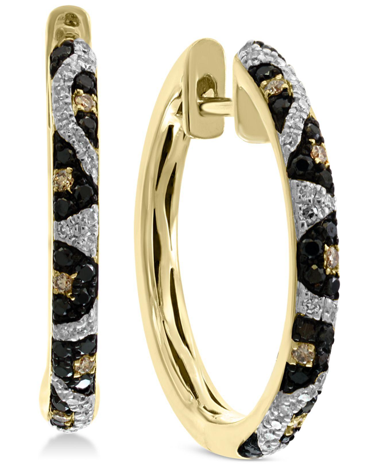 Effy Collection Effy® Multi-color Diamond Animal Print Hoop Earrings (3