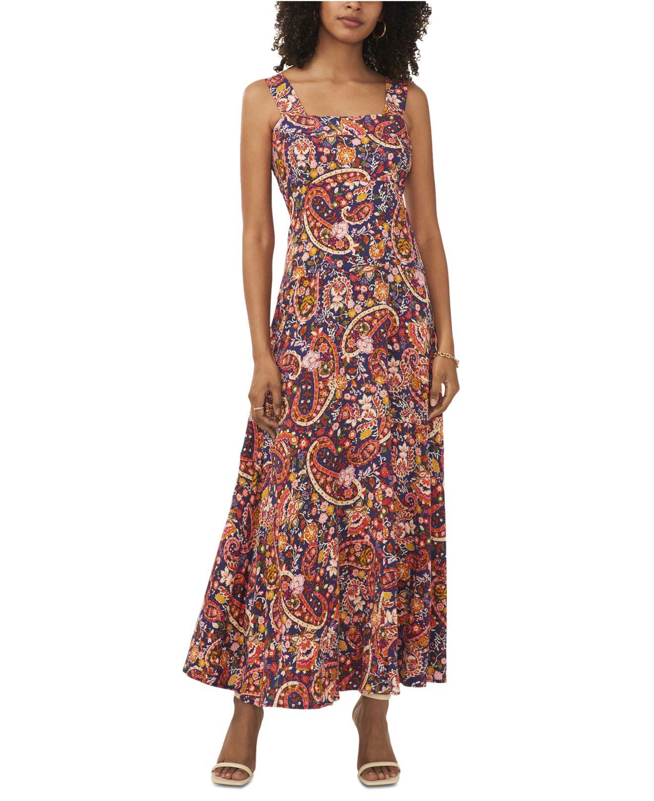Vince Camuto Paisley print Paneled Tank Dress in Red Lyst