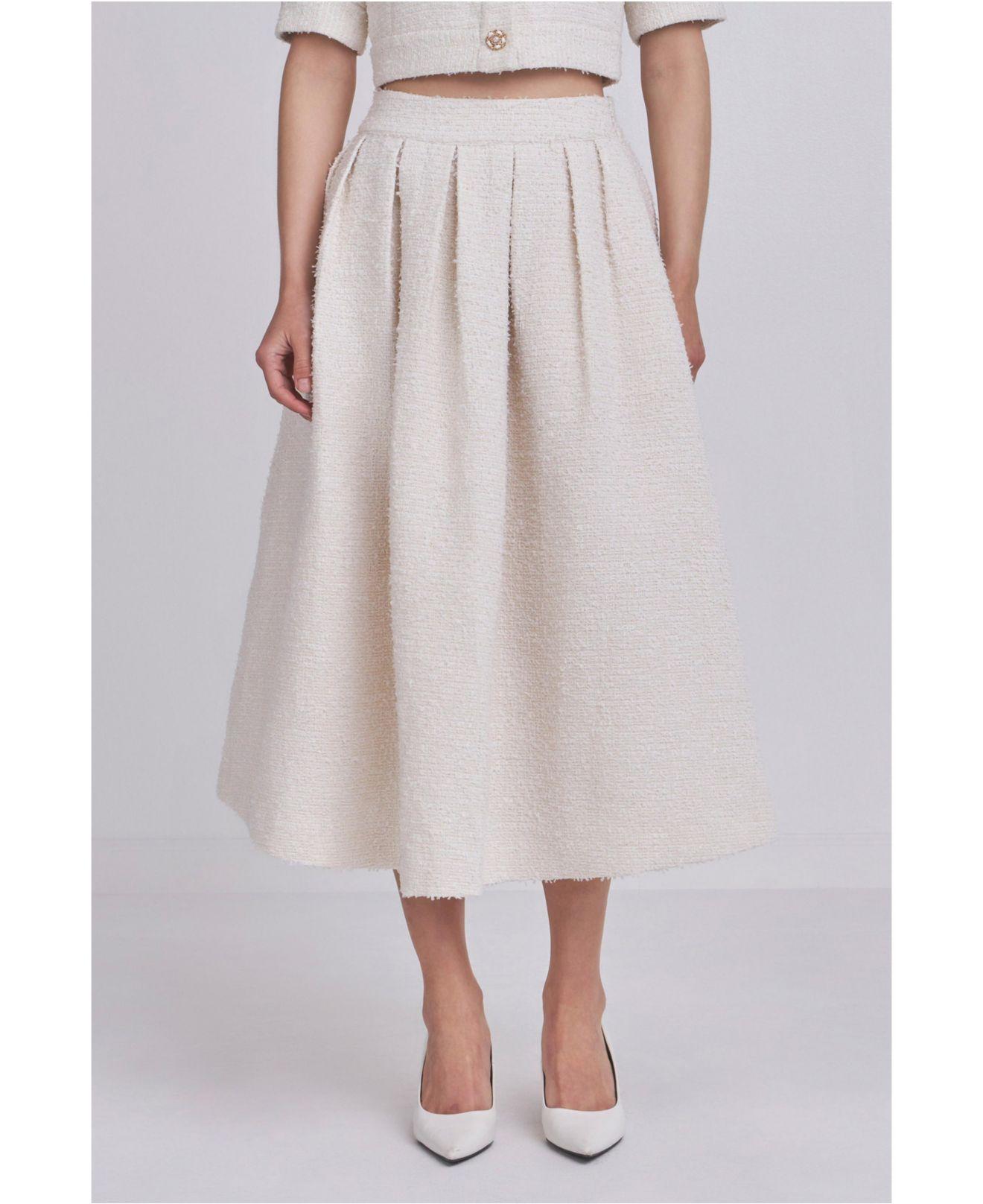 Endless Rose Tweed Maxi Skirt in White | Lyst