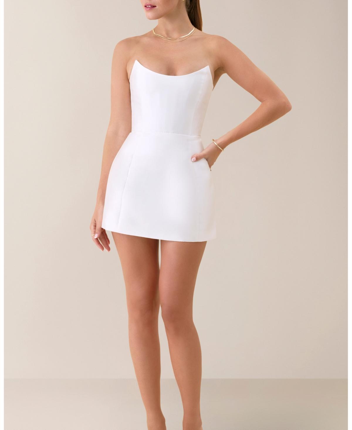 HEIRESS BEVERLY HILLS Strapless Sheen Corset Mini Dress in White | Lyst