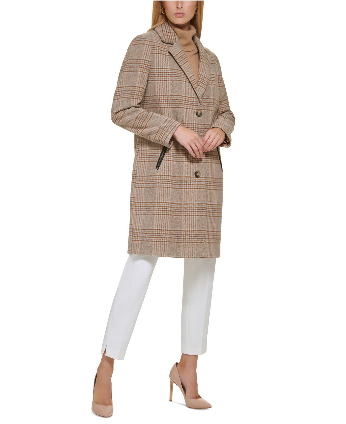 DKNY Plaid Walker Coat, Created For Macy's Lyst