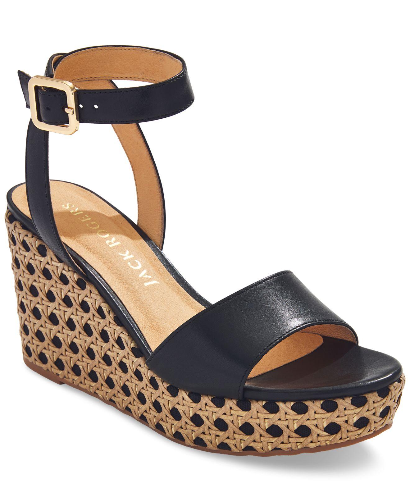 Jack Rogers Merrain Caning Espadrille Wedge Sandals in Blue | Lyst