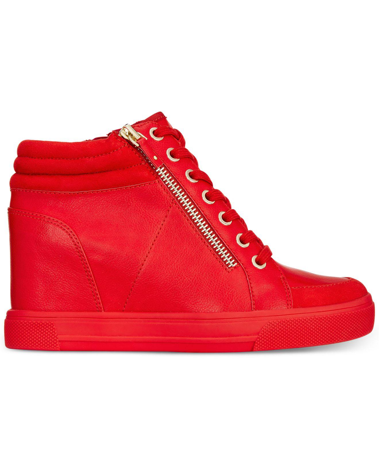 ALDO Kaia Lace-up Wedge Sneakers in Red | Lyst