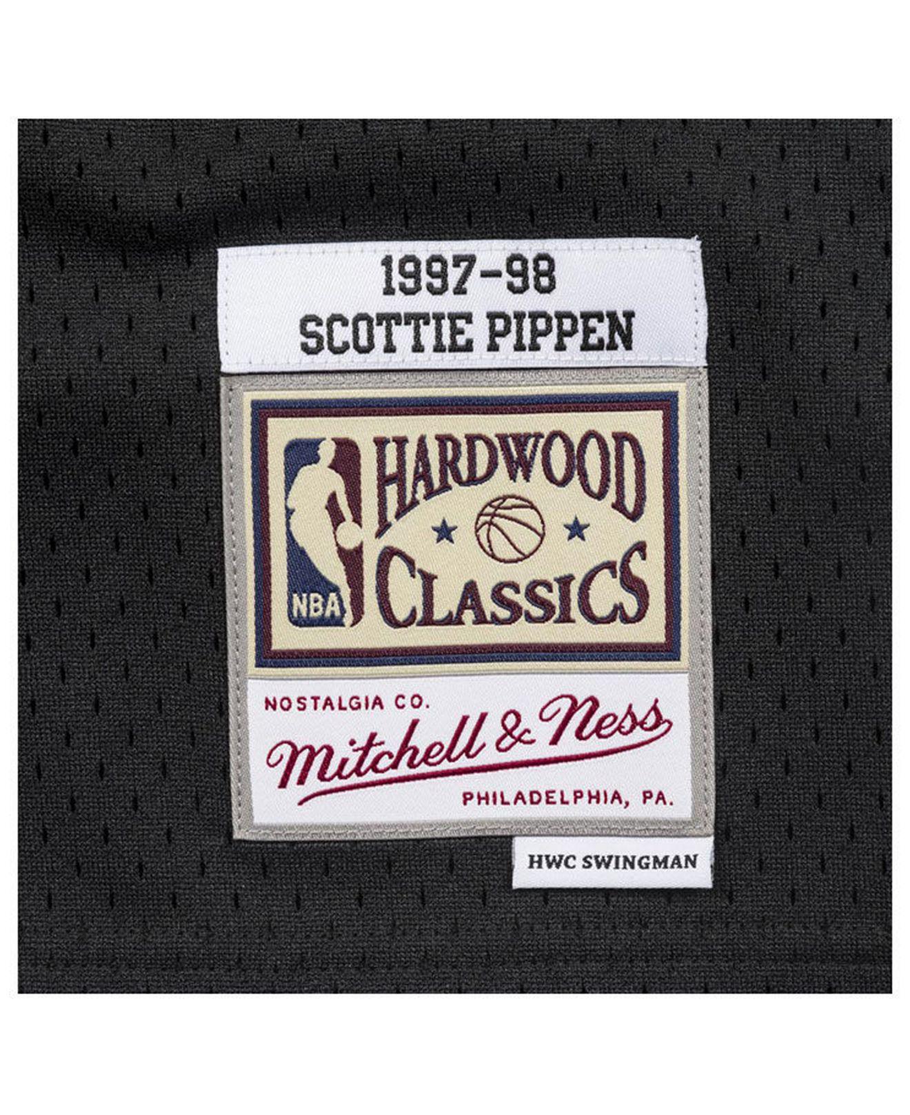 Men's Mitchell & Ness Scottie Pippen Red/Black Chicago Bulls Hardwood Classics 1997/98 Split Swingman Jersey Size: Medium