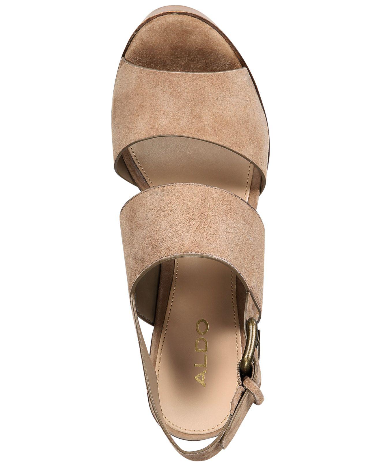 ALDO Leather Women's Maximoa Platform Blockheel Sandals in Stone