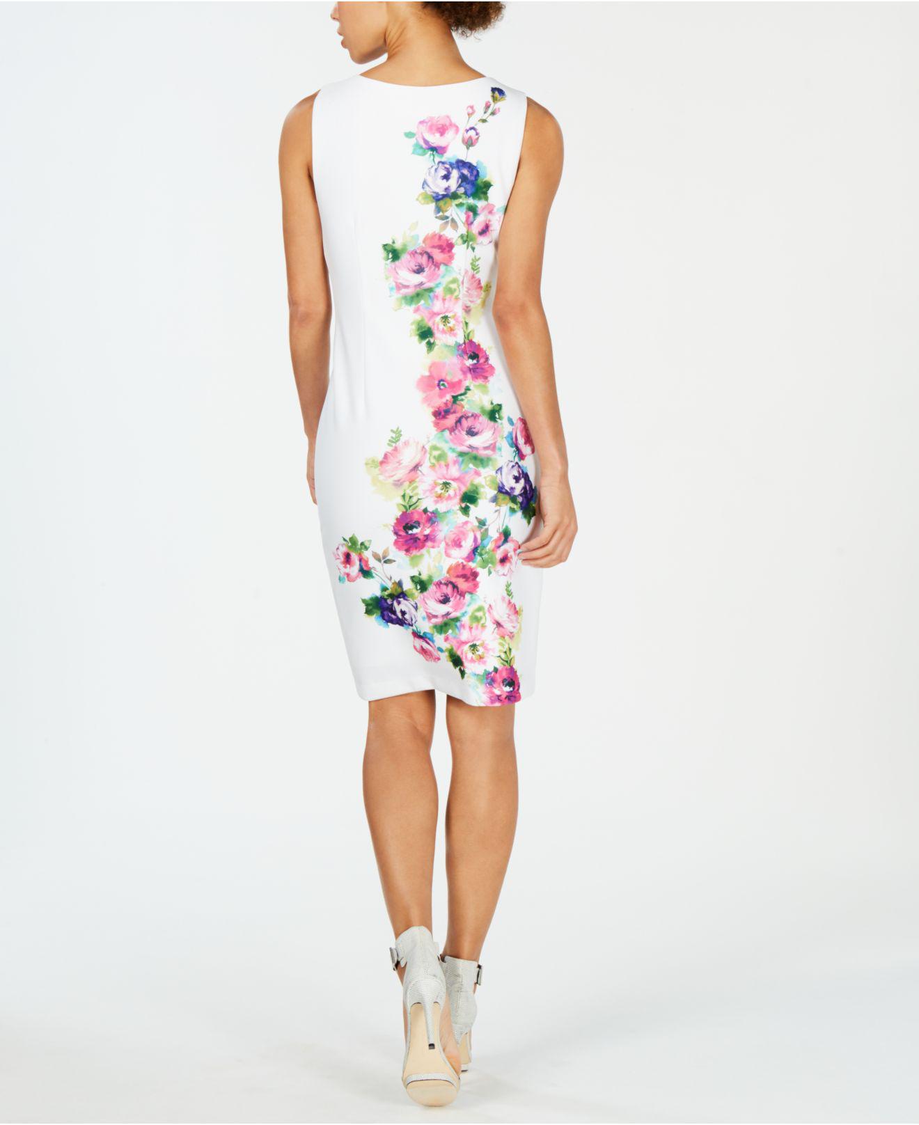 Buy > calvin klein gray floral dress > in stock