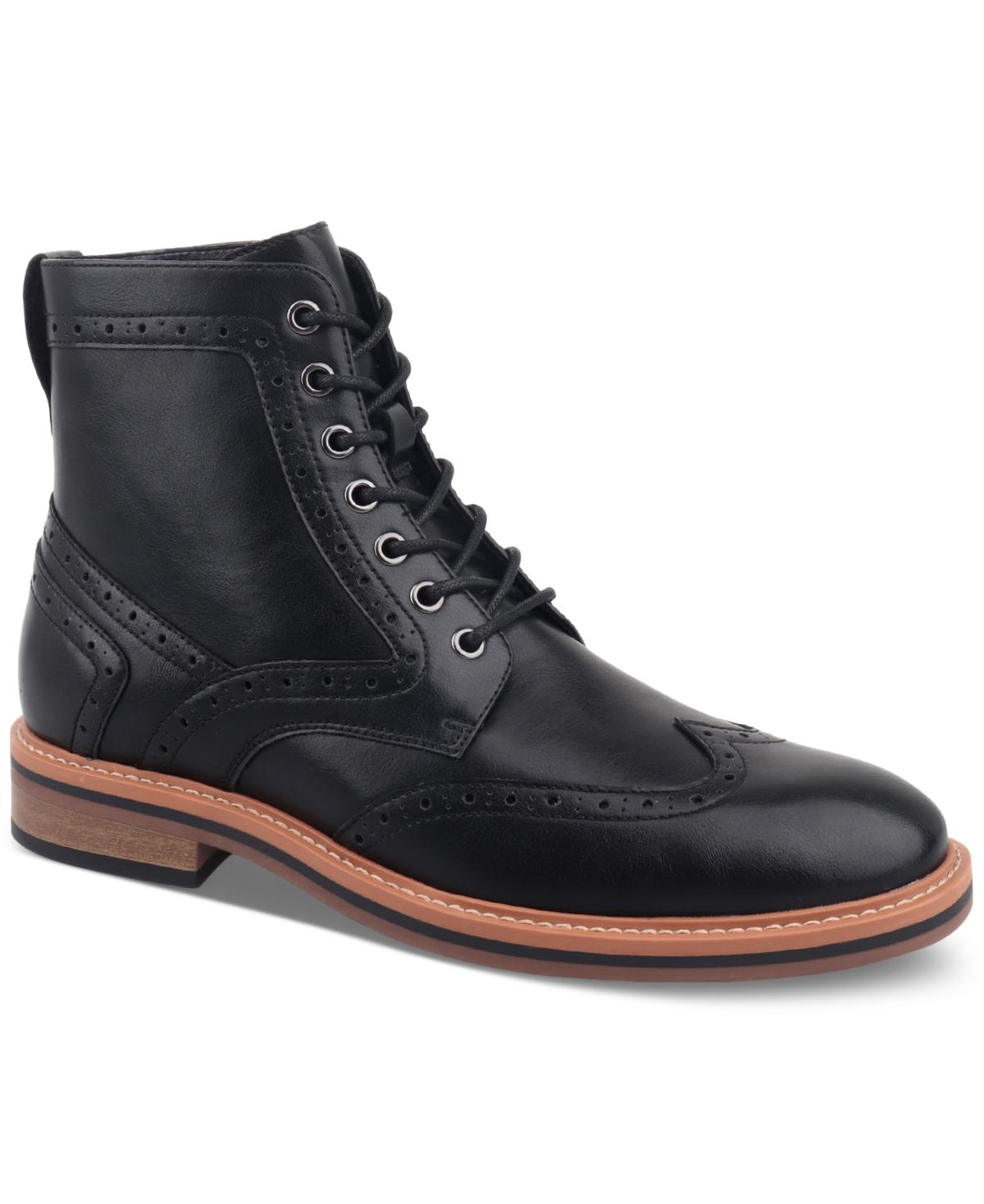 Club Room Axford Laceup Wingtip Boots in Black for Men Lyst